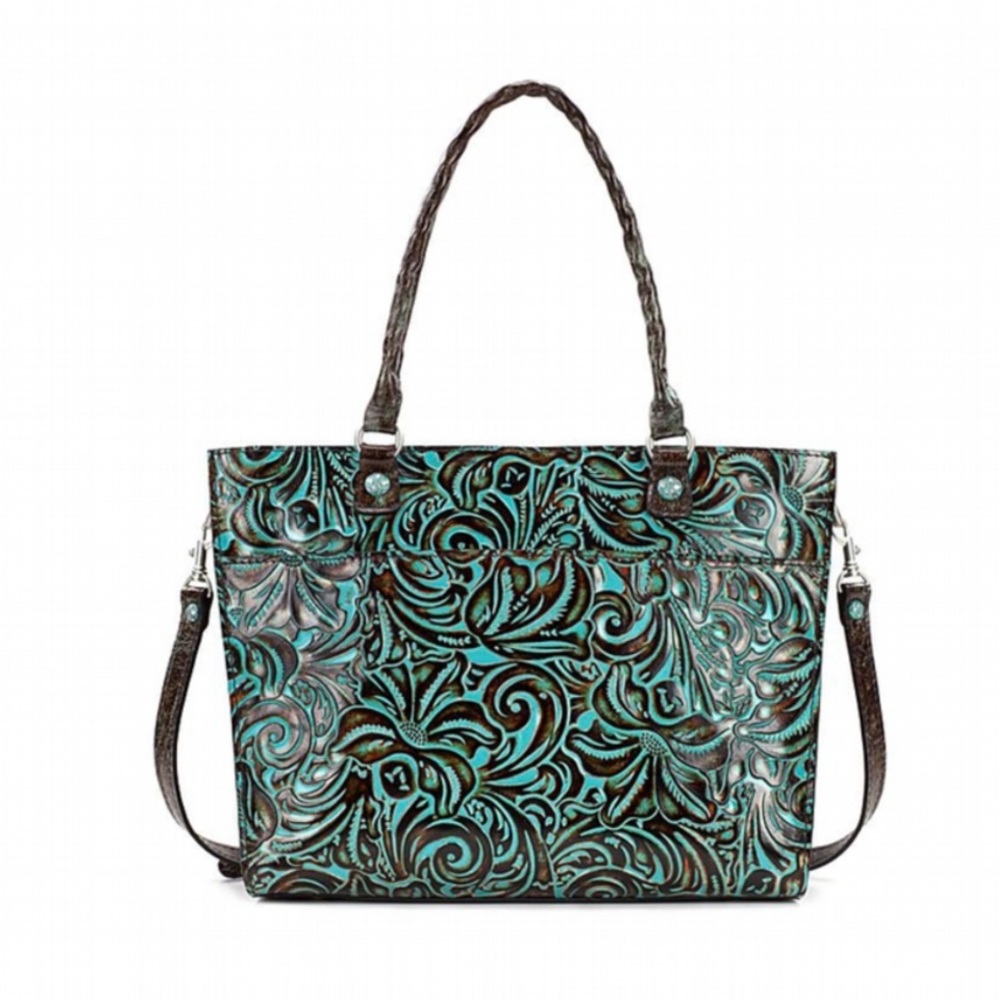 ✨Turquoise Tooled Navelli Tote✨ - Picture 1 of 7